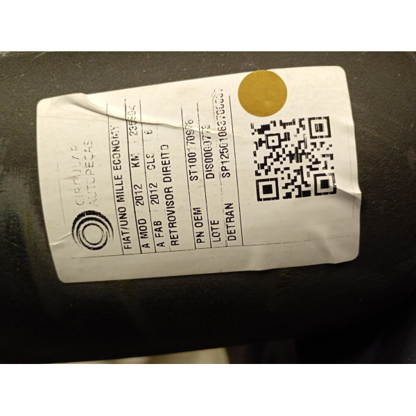 RETROVISOR DIREITO FIAT UNO MILLE WAY ECONOMY 1.0 FLEX 2012