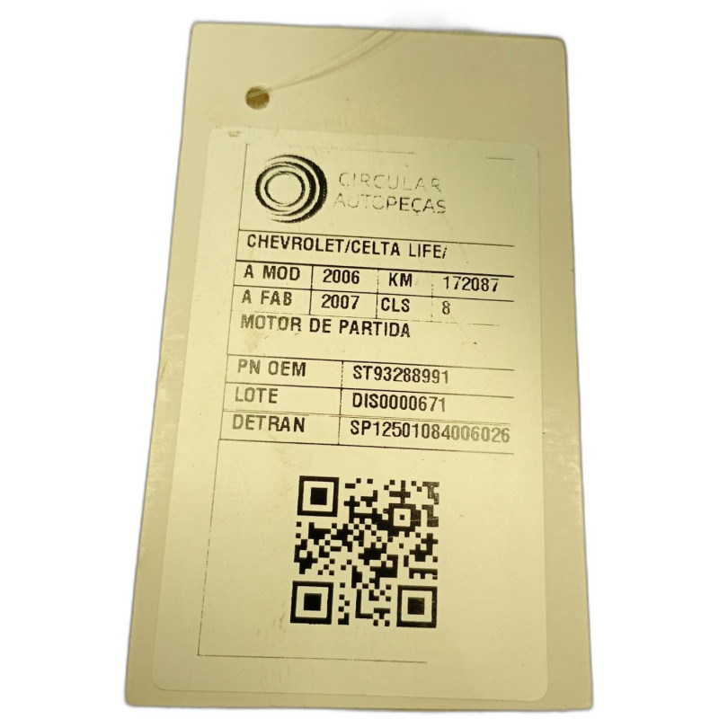 MOTOR DE PARTIDA CHEVROLET CELTA LIFE/ LS 1.0 MPFI 8V 06/07
