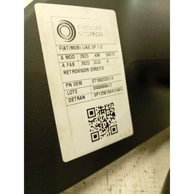 RETROVISOR DIREITO FIAT MOBI LIKE 1.0 FIRE FLEX 2023
