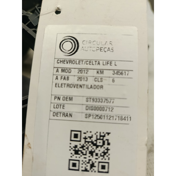 ELETROVENTILADOR CHEVROLET CELTA LIFE/ LS 1.0 MPFI 8V 12/13