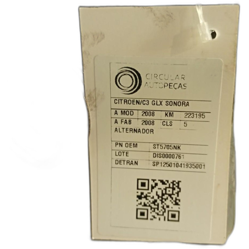 ALTERNADOR CITROEN C3 GLX/GLX SONORA 1.4 2008/2008