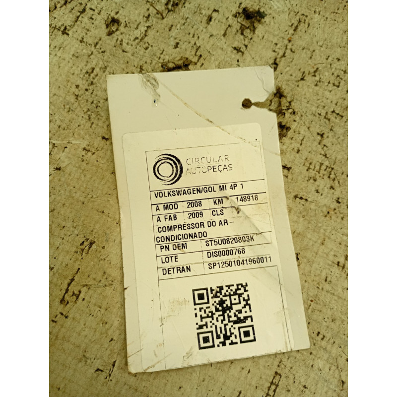 COMPRESSOR AR-CONDICIONADO VOLKSWAGEN GOL (NOVO) MI 2008/09