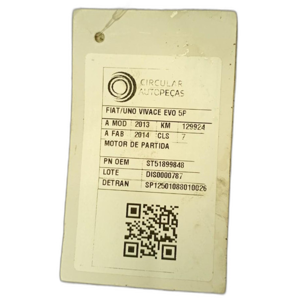 MOTOR DE PARTIDA FIAT UNO VIVACE/RUA 1.0 EVO FIRE 2013/14