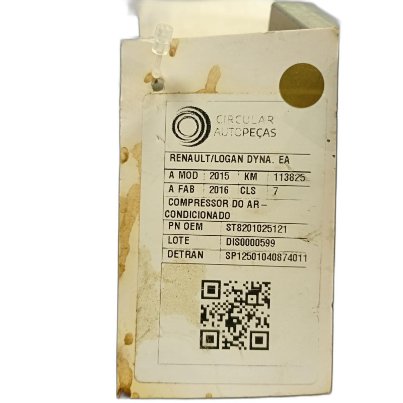 COMPRESSOR AR-CONDICIONADO RENAULT LOGAN DYNA. 1.6 2015/16