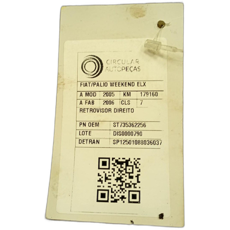 RETROVISOR DIREITO PRATA FIAT PALIO WEEKEND ELX 2005/06