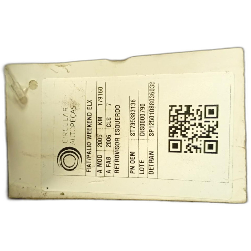 RETROVISOR ESQUERDO PRATA FIAT PALIO WEEKEND ELX 2005/06