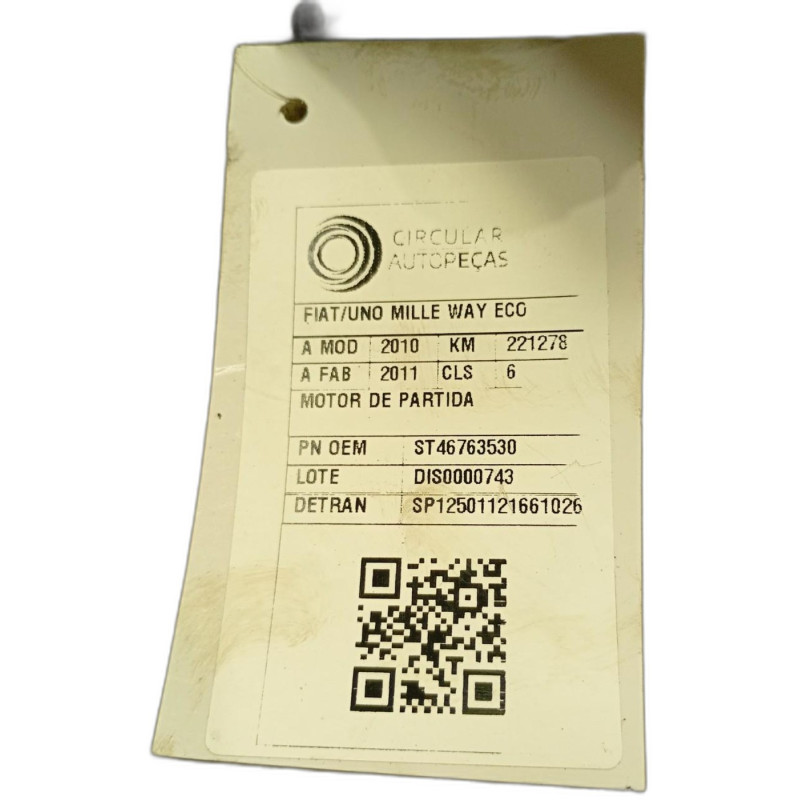 MOTOR DE PARTIDA FIAT UNO MILLE WAY ECONOMY 2010/2011