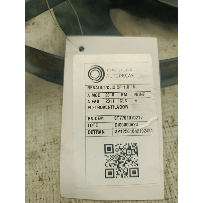 ELETROVENTILADOR RENAULT CLIO HI-FLEX 1.0 16V 2010/2011