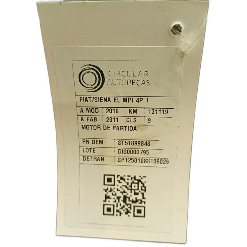 MOTOR DE PARTIDA FIAT SIENA EL 1.4 MPI FIRE 8V 2010/2011