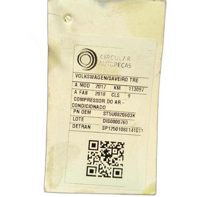 Compressor Ar Gol Saveiro Voyage Fox G5 G6 G7 G8 1.0 1.6 8v