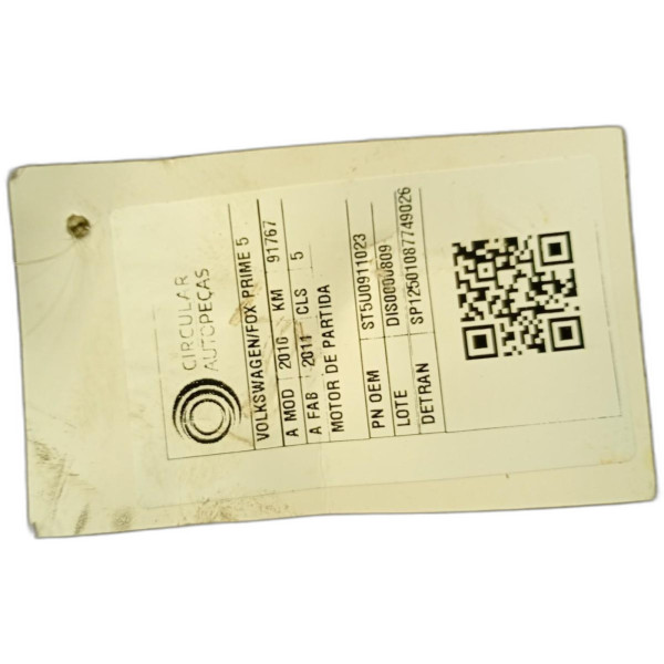 MOTOR DE PARTIDA VOLKSWAGEN FOX PRIME/HIGLI 1.6 2010/2011