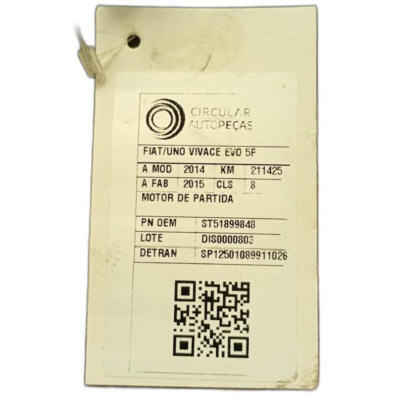 MOTOR DE PARTIDA FIAT UNO VIVACE/RUA 1.0 EVO FIRE 2014/2015