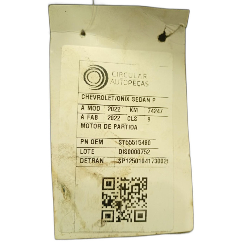MOTOR DE PARTIDA CHEVROLET ONIX SEDAN PLUS LTZ 1.0 TB 2022