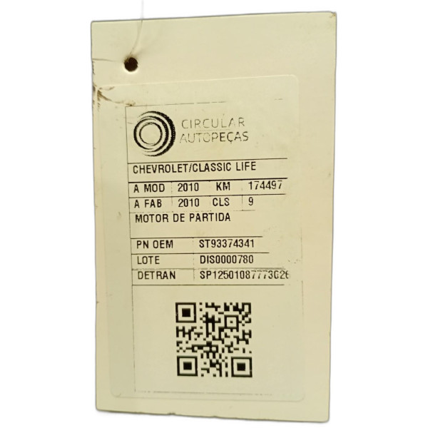MOTOR DE PARTIDA CHEVROLET CLASSIC LIFE/LS 1.0 FLEX 2010