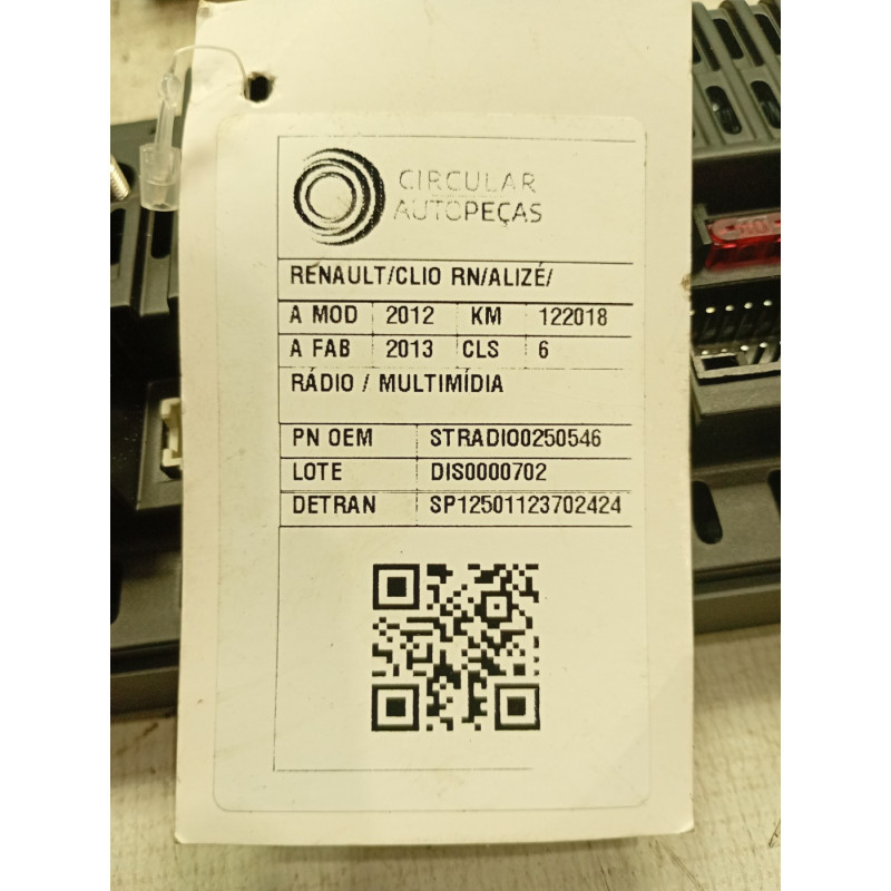 MULTIMÍDIA RENAULT CLIO RN/ALIZÉ/EXPR 1.0 2012/2013