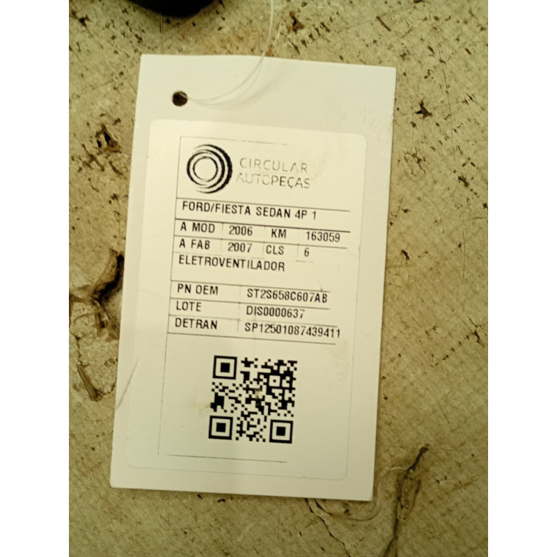 ELETROVENTILADOR FORD FIESTA SED. 1.6 8V 2006/2007