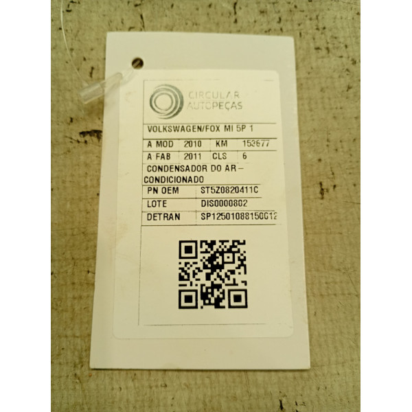 CONDENSADOR DO AR-CONDICIONADO VOLKSWAGEN FOX 1.6 MI 2010/11