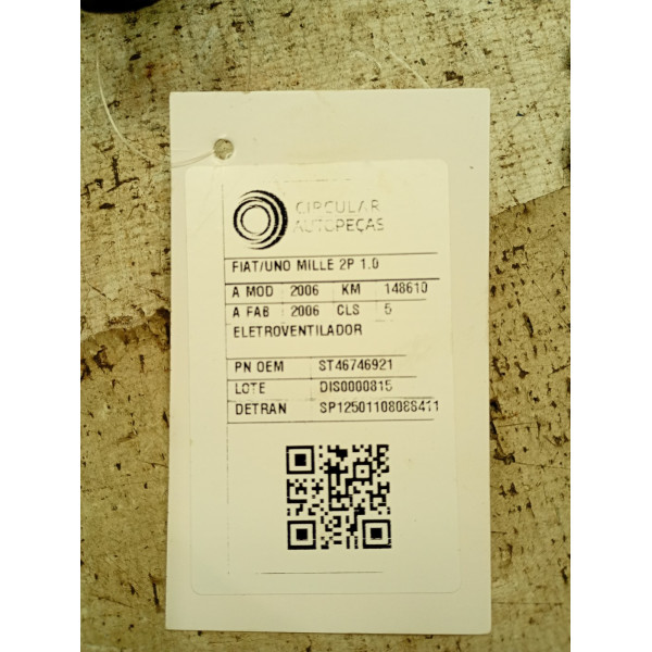 ELETROVENTILADOR FIAT UNO MILLE 1.0 F.FLEX 2006/2006