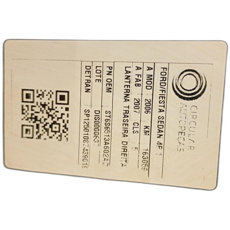 LANTERNA TRASEIRA DIREITA FORD FIESTA SEDAN 2006/2007