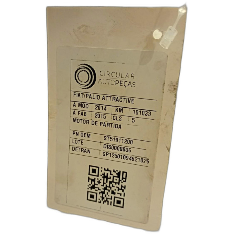 MOTOR DE PARTIDA FIAT PALIO ATTRA./ITÁLIA 1.4 EVO 2014/2015