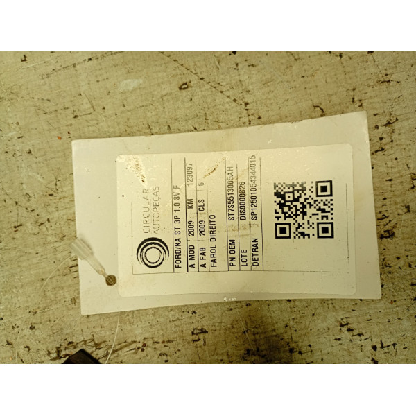 FAROL DIREITO FORD KA 1.0 8V ST FLEX 2009/2009