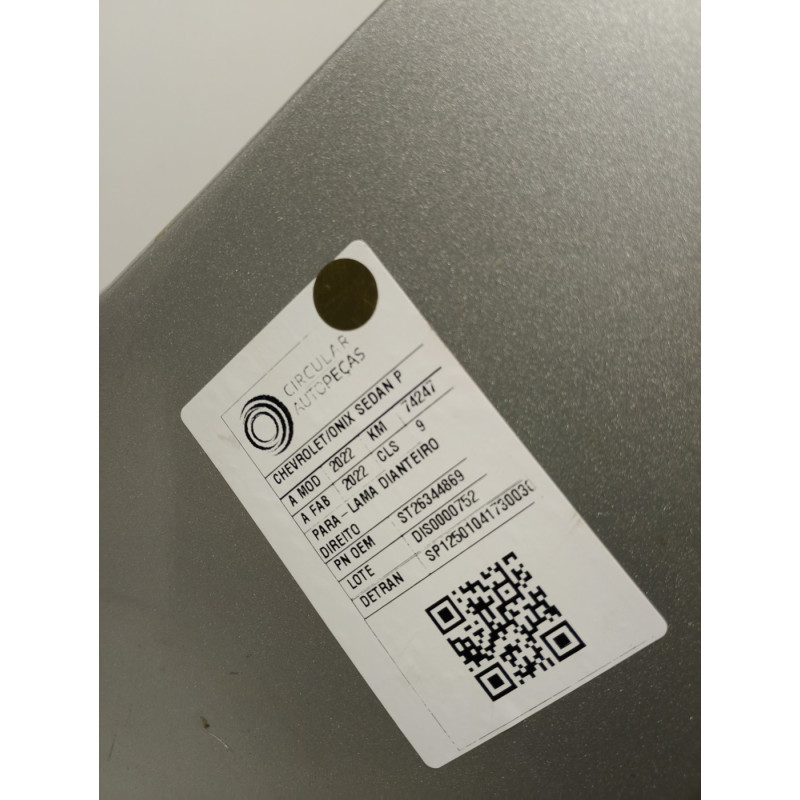 PARALAMA DIREITO PRATA ONIX SEDAN PLUS LTZ 1.0 2022/2022