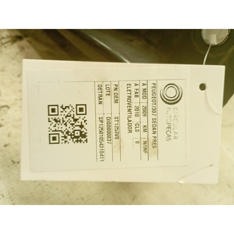 ELETROVENTILADOR PEUGEOT 307 SED. PRESENCE 1.6 FLEX 09/10