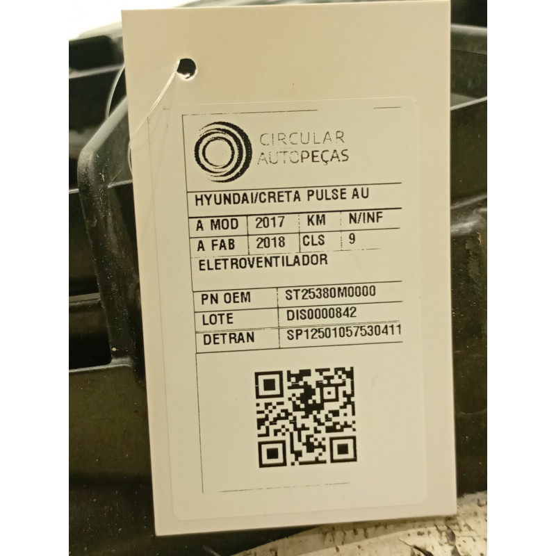 ELETROVENTILADOR HYUNDAI CRETA PULSE 1.6 16V FLEX AUT. 17/18