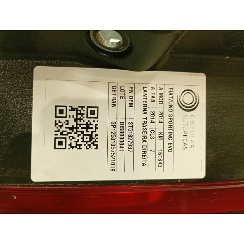 LANTERNA TRASEIRA DIREITA FIAT UNO SPORTING 1.4 EVO 2014/14