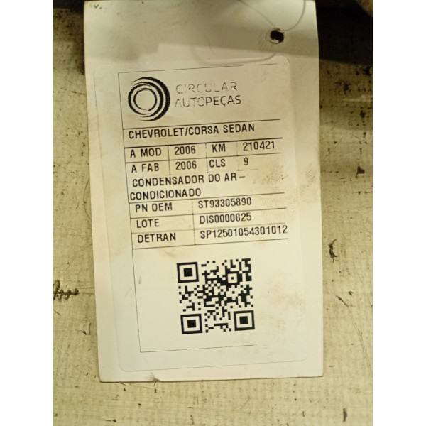 CONDENSADOR AR-CONDIC. CHEVROLET CORSA MAXX SED. 1.8 8V 2006