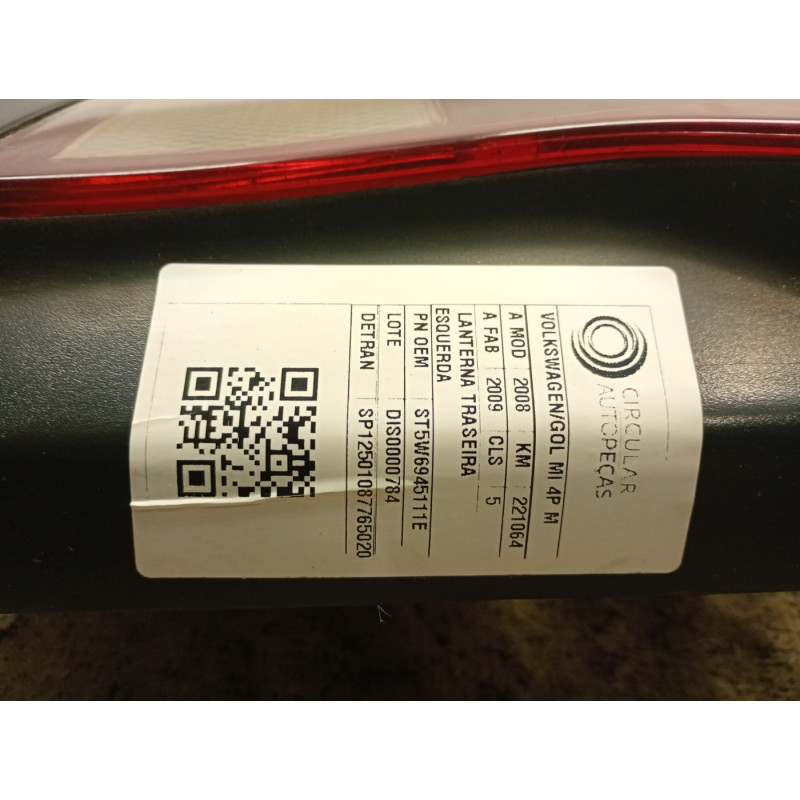 LANTERNA TRASEIRA ESQUERDA VOLKSWAGEN GOL 1.0 TOTAL FLEX 09