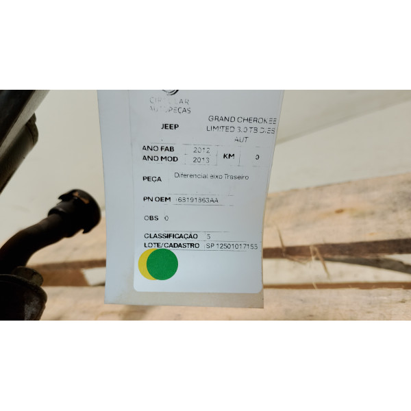 DIFERENCIAL EIXO TRASEIRO JEEP GRAND CHEROKEE LIMI 3.0 2013