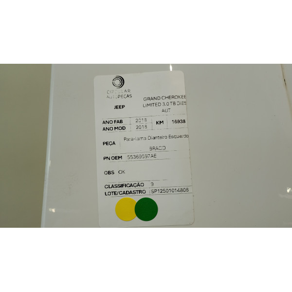 PARA LAMA DIANTEI ESQUER JEEP GRAND CHEROKEE L 3.0 BRANCO 18