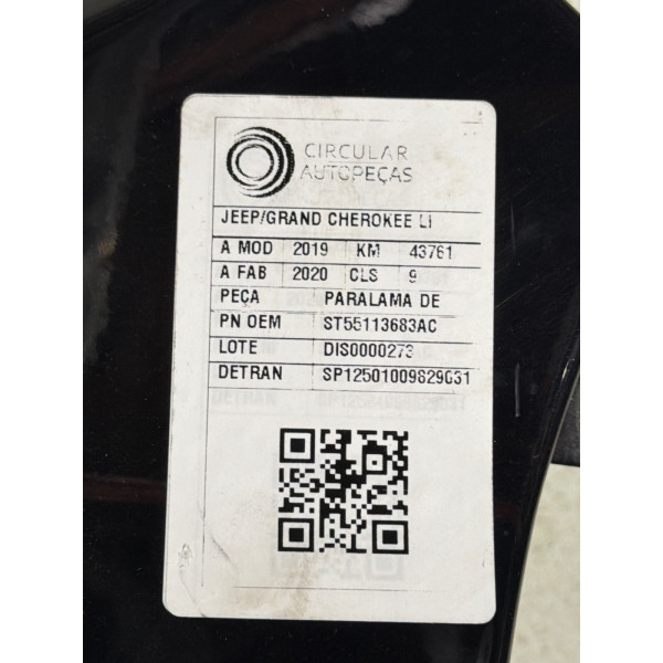 PARA-LAMA DIANT ESQUERDO JEEP GRAND CHEROKEE LIMITD 3.0 1920