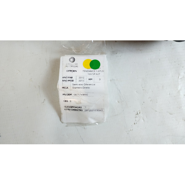 SEMI-EIXO DIFERENCIAL DIANTEIRO DIREITO CITROEN C3 2012/13 