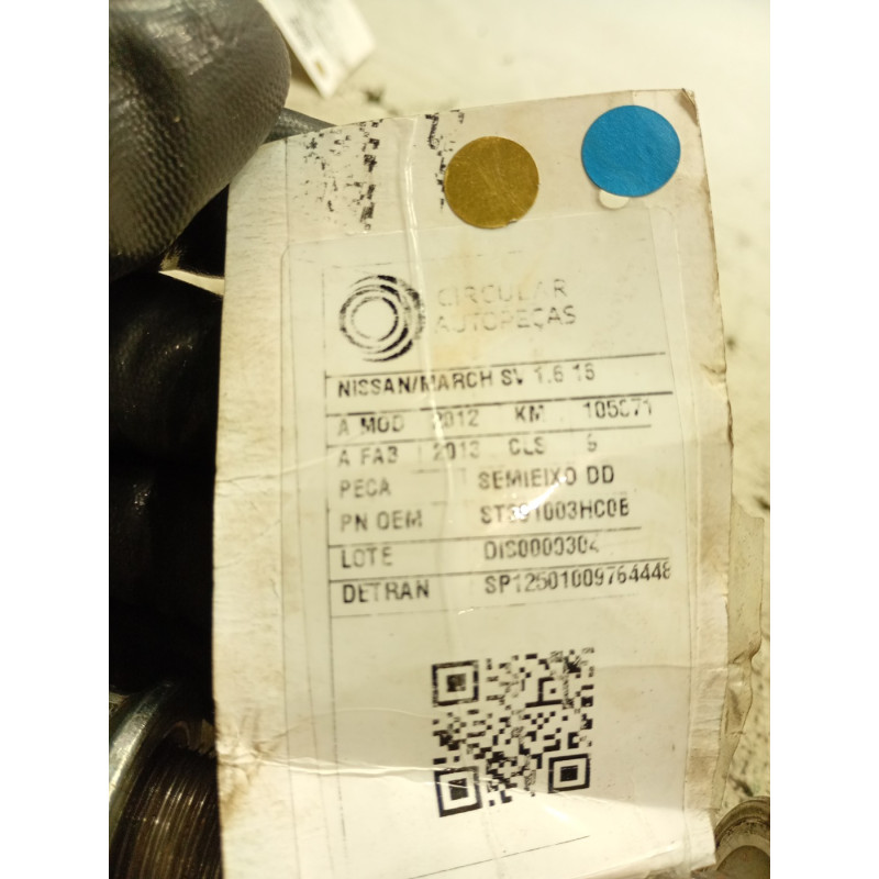 SEMIEIXO DIANT DIREITO NISSAN MARCH SV 1.6 16V FLEX 2012/13