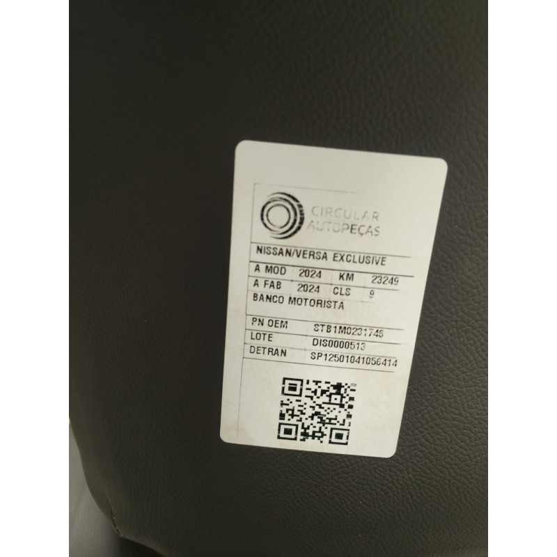 BANCO DO MOTORISTA NISSAN VERSA EXCLUSIVE 16V 2024/2024