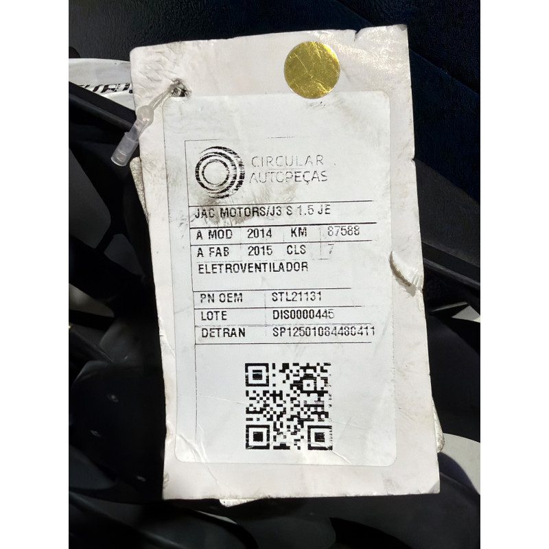 ELETROVENTILADOR JAC MOTORS J3 S 1.5 JET FLEX 16V 2014/2015