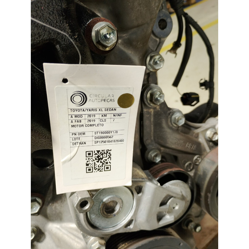 MOTOR COMPLETO TOYOTA YARIS XL SEDAN 1.5 FLEX 16V 2019/2019