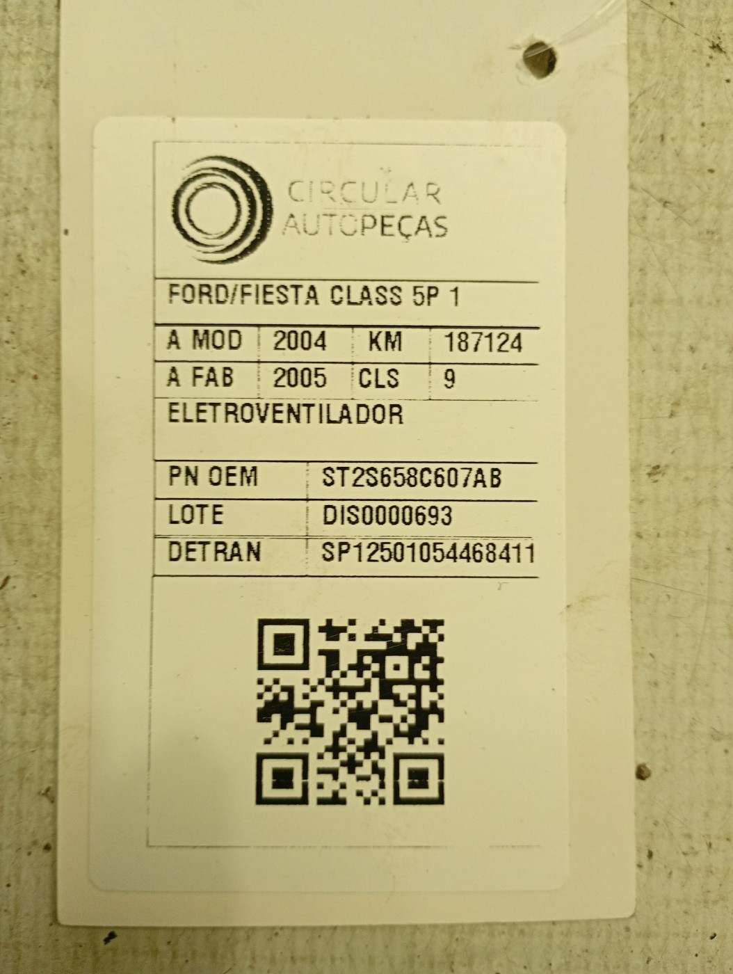 ELETROVENTILADOR FORD FIESTA 1.6 8V FLEX/CLASS 1.6 8V 04/05 - 2S658C607AB - 