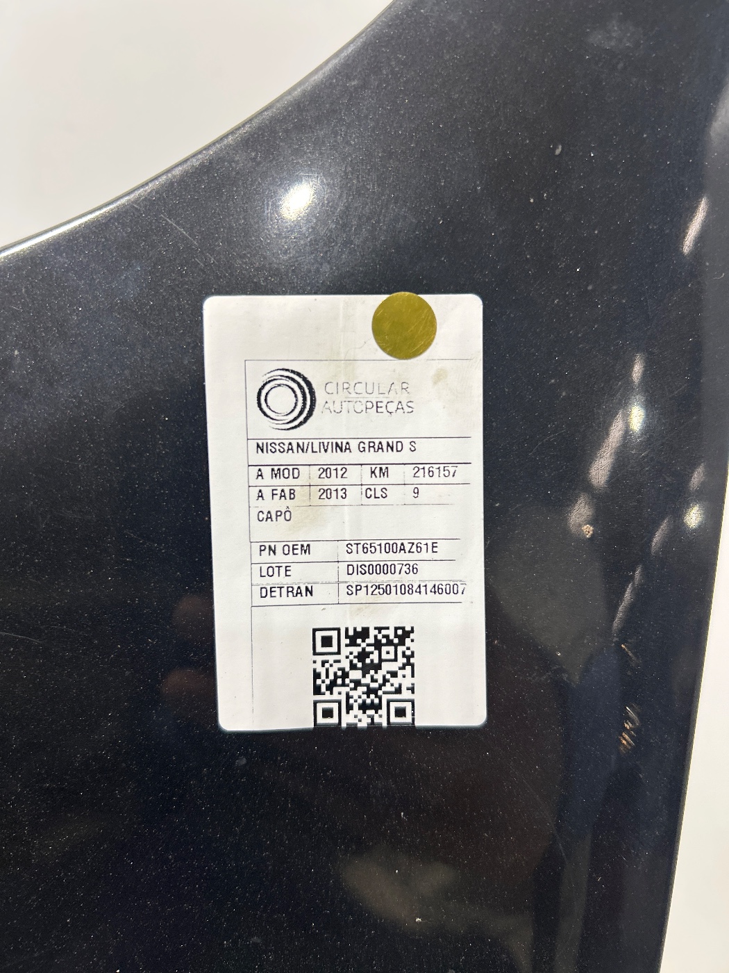 CAPÔ PRETO NISSAN LIVINA GRAND S 1.8 16V 2012/2013 - ST65100AZ61E - 