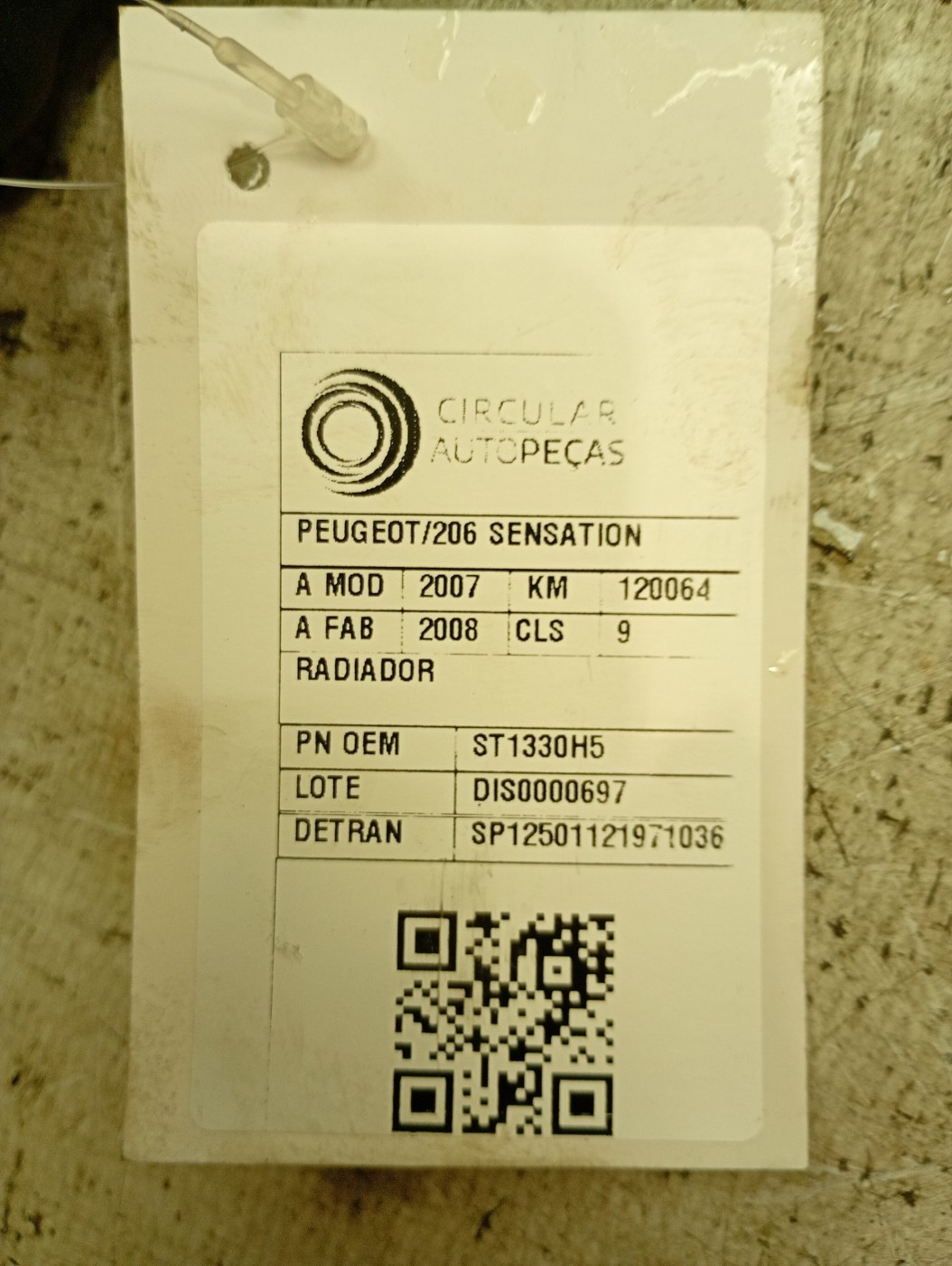 RADIADOR 206 SENSATION 1.4 FLEX 8V 5P 2007/2008 - 1330H5 - 