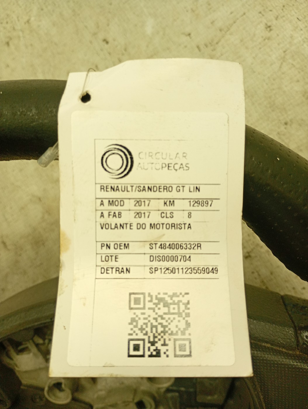 VOLANTE MOTORISTA RENAULT SANDERO GT LINE POWER 1.6 2017 - 484006332R - 