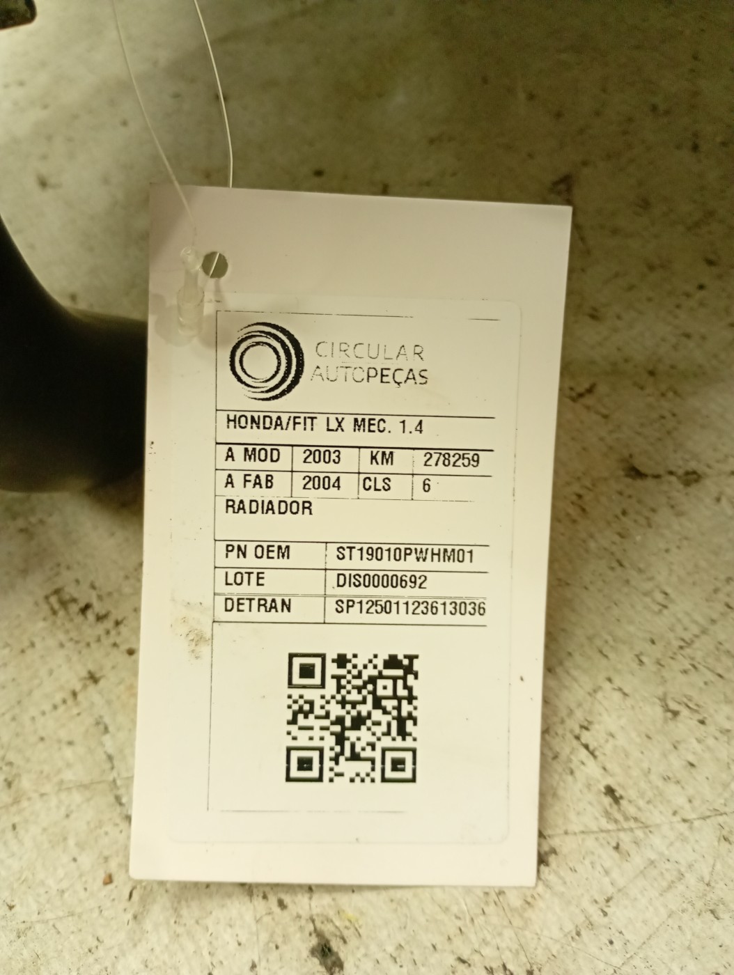 RADIADOR HONDA FIT LX 1.4 MEC 2003/2004 - 19010PWHM01 - 