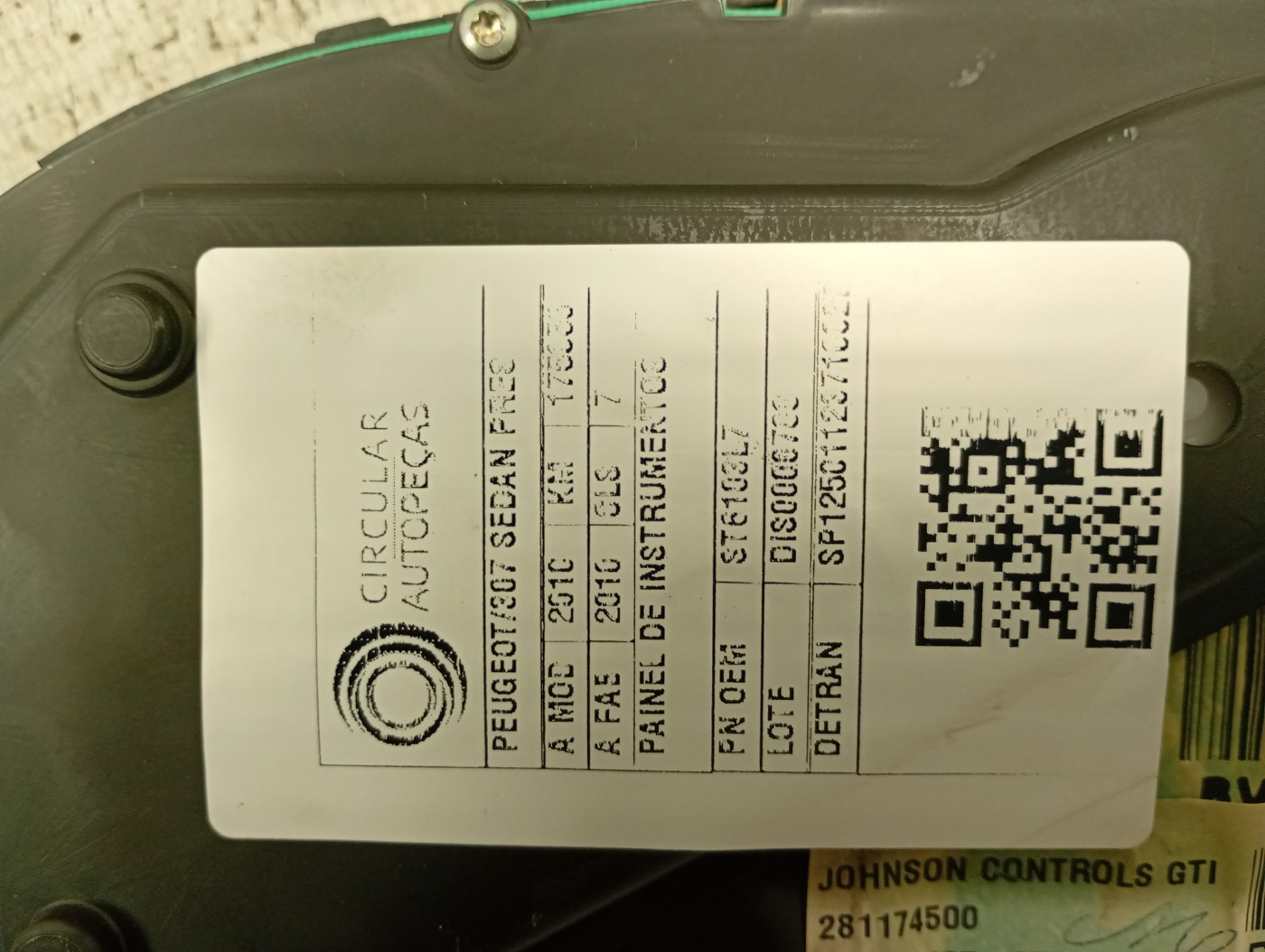 PAINEL INSTRUMENTOS PEUGEOT 307 PRESENCE 1.6 FLEX 2010 - 6103L7 - 