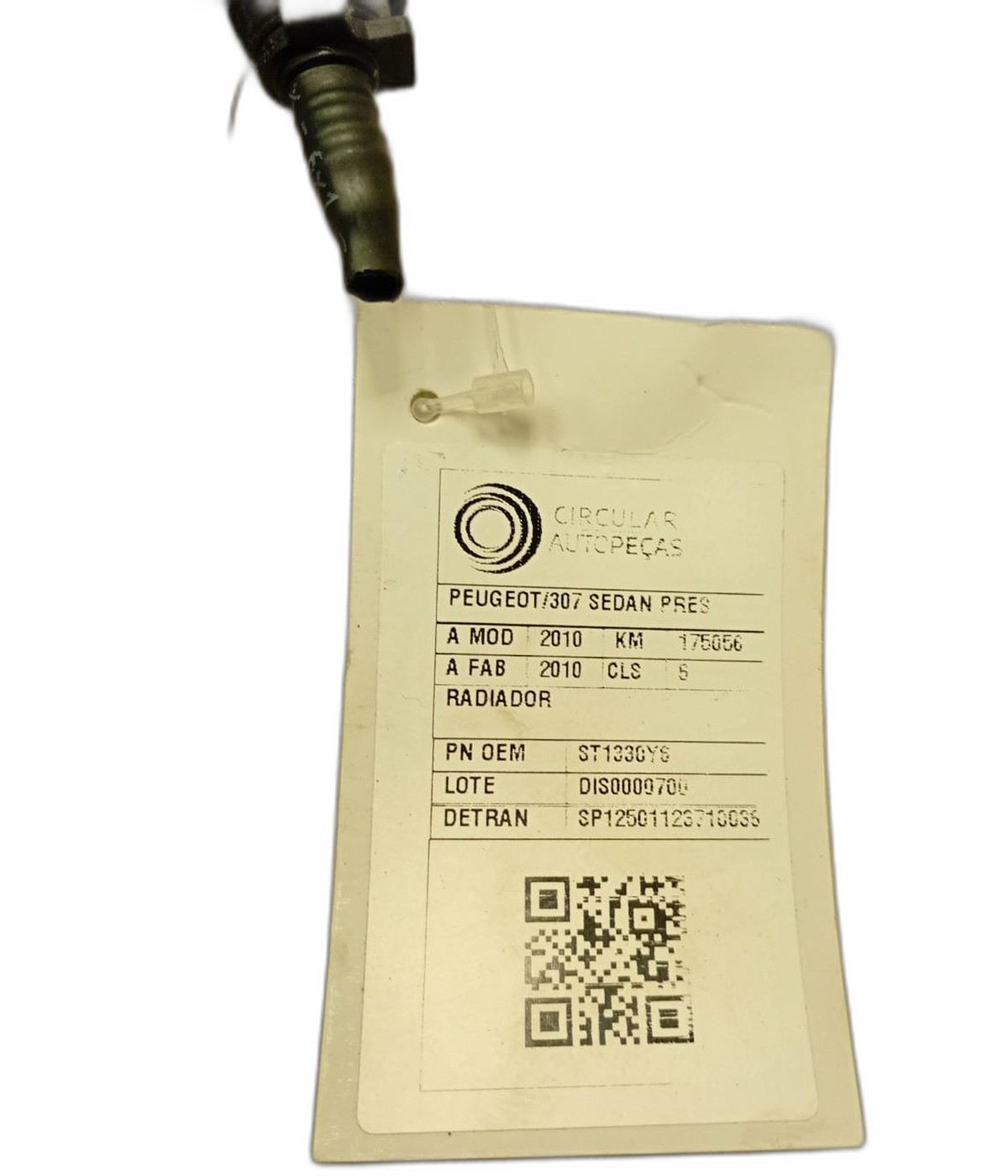 RADIADOR PEUGEOT 307 SED. PRESENCE 1.6 FLEX 2010 - 1330Y6 - 