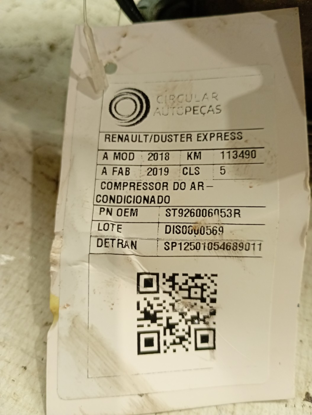 COMPRESSOR AR CONDICIONADO COM PRATO - 926006053R - Sandero, Captur, Duster