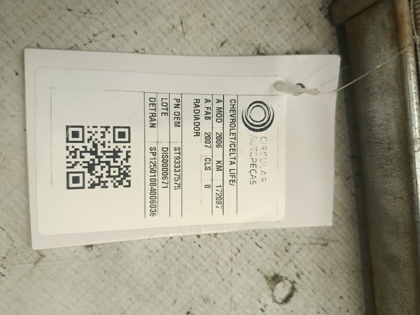 Radiador - 93337575 - Celta, Prisma A