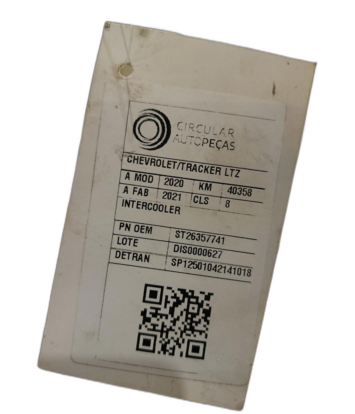 Resfriador ar admissão (charge-cooler) - 26357741 - Onix B Hatch, Onix B Sedan, Tracker C