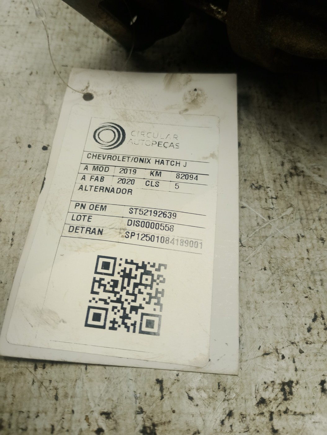 ALTERNADOR CHEVROLET SPIN LTZ 1.8 8V ECONO.FLEX 2018 - 52192639 - 